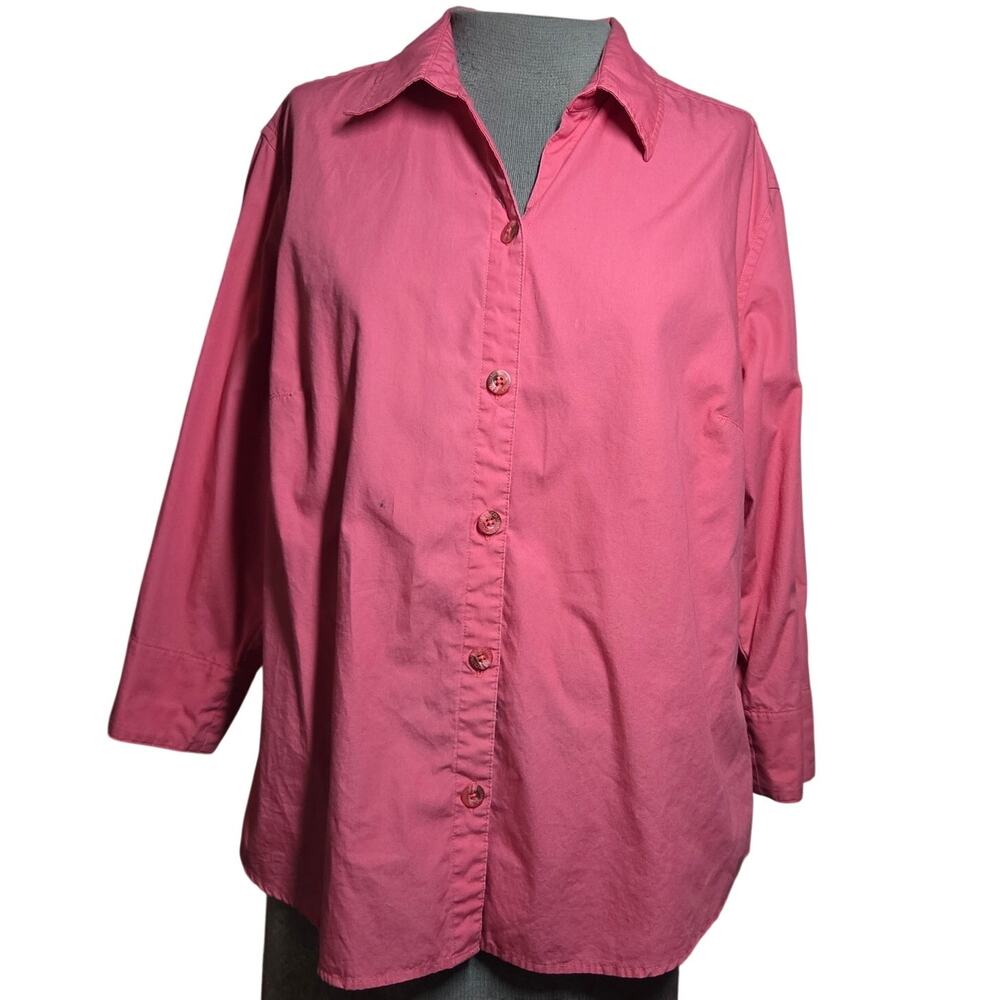 Columbia Cotton Collard Button Down Blouse Size XL